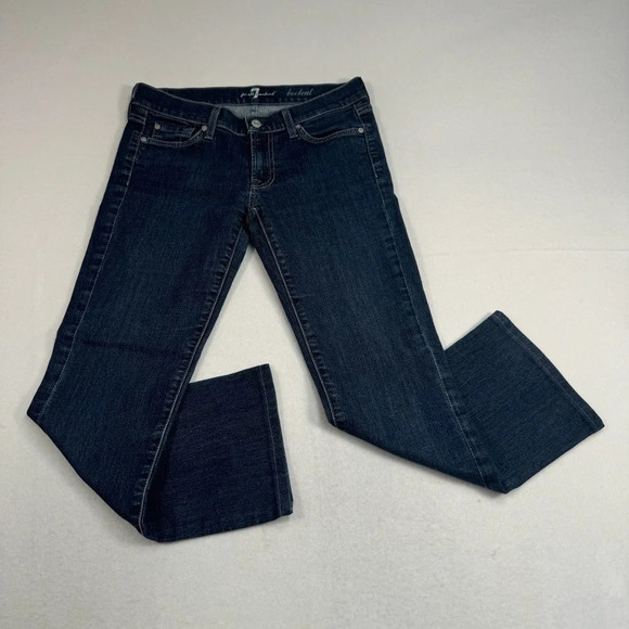 7 For All Mankind Bootcut Crop* Jeans Womens Size 28 Dark Blue Low Rise - Picture 1 of 14